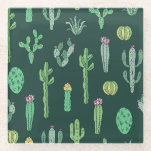Cactus Planten:  naadloze achtergrond Glazen Onderzetter