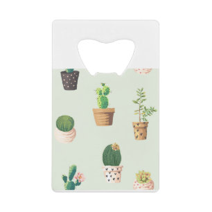 Cactus Planten Pots Flowers Pattern Cute Kredietkaart Flessenopener