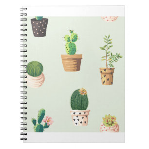 Cactus Planten Pots Flowers Pattern Cute Notitieboek