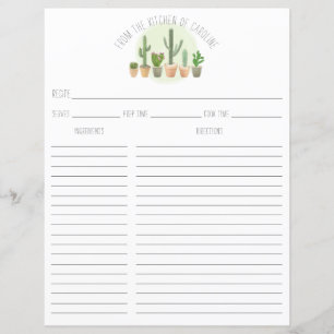 Cactus Plantes Succulentes Cartes de Recette Class