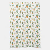 Cactus pointillé sur la serviette de cuisine blanc (Vertical)