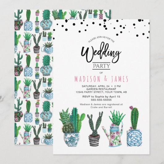 Cactus & Points | Groupe de Mariage | Invitation (Devant / Derrière)