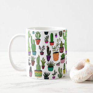 Cactus potplanten leuk patroon kleurrijk koffiemok