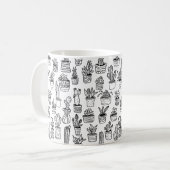Cactus Potplanten Mooie Patronen Zwart & Wit Koffiemok (Voorkant links)