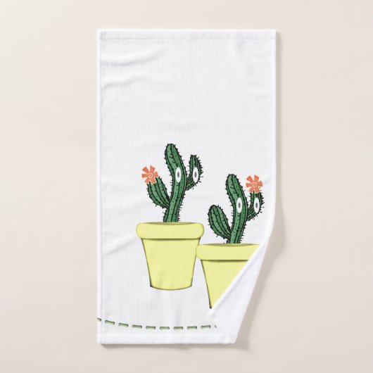 Cactus Pots Jaunes Jeux De Serviettes De Salle De (Serviette à main)