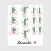Cactus Potted Botanische Cactussen Woestijn Sticker (Vel)
