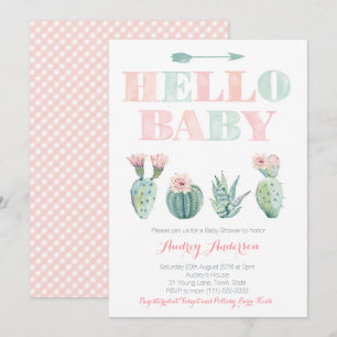 Cactus Prickly Prickly Pink Green Baby shower Kaar Kaart