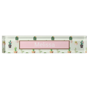 Cactus Print Desk Name Bord Naambordje
