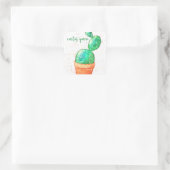 Cactus Queen Waterverf Vierkante Sticker (Tas)