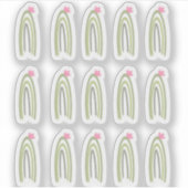 Cactus Rainbow Green Roze Doodle Art Sticker (Voorkant)