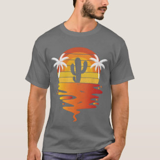 Cactus retro zonsondergang 70s vintage Cactusee gr T-shirt