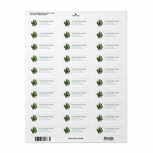 Cactus Return Address Labels (Full Sheet)