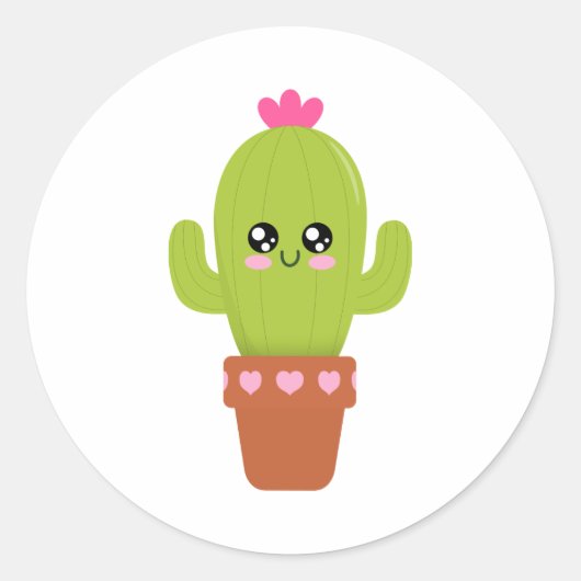 Cactus Ronde Sticker (Voorkant)