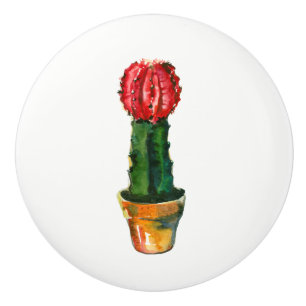 Cactus Rood Groen Plant Boho Landelijk Zuidwesters Keramische Knop