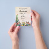 Cactus roos gouden budget bruiloft uitnodiging flyer (Hand)