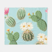 Cactus, roze bloemen: licht decor fleece deken (Voorkant (Horizontaal))