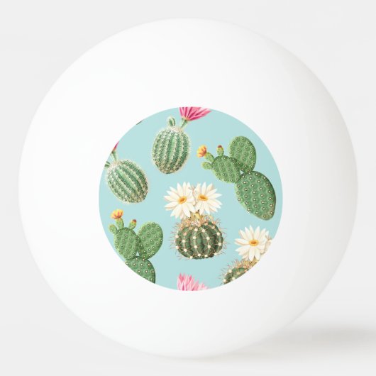 Cactus, roze bloemen: licht decor pingpongballen (Voorkant)