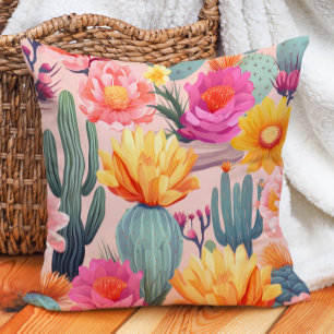 Cactus Roze Geel Oranje Groen Woestijn Kussen