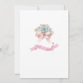 Cactus Roze Lint Baby Meisje Douche Kaart (Achterkant)