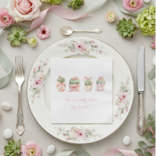 Cactus Roze Lint Baby Meisje Douche Servetten