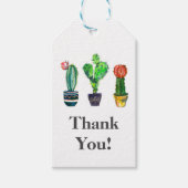 Cactus, sappig, waterverf, dank u geschenk label cadeaulabel (Voorkant)