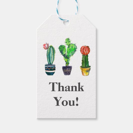 Cactus, sappig, waterverf, dank u geschenk label cadeaulabel (Voorkant)