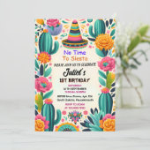 cactus schattig uno taco eerste fiesta 1e verjaard kaart (Staand voorkant)