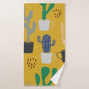 Cactus seamless pattern background. Hand drawn col
