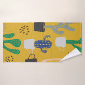 Cactus seamless pattern background. Hand drawn col (Serviette de bain)