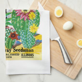 Cactus Seed Packet Label Theedoek (Quarter Fold)