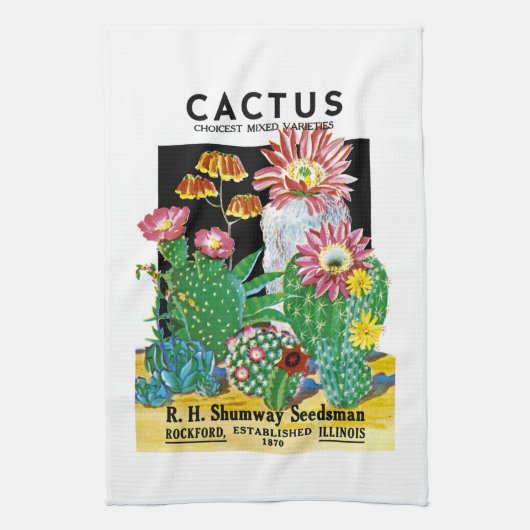 Cactus Seed Packet Label Theedoek (Verticaal)
