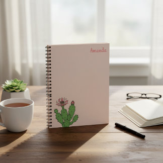 Cactus-spiraalnotitieboek met eigen naam notitieboek