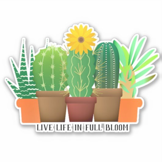 Cactus sticker van op maat gesneden vinyl (Voorkant)