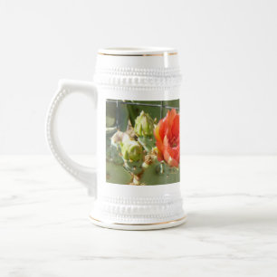 Cactus Stoer en Mooi wit stein met gouden rand Bierpul