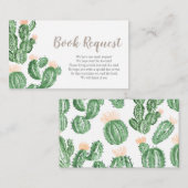 Cactus succulent baby shower book request card informatiekaartje (Voorkant / Achterkant)