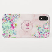 Cactus Succulent Blush Marmer Geometrisch Monogram Case-Mate iPhone Case (Achterkant (horizontaal))