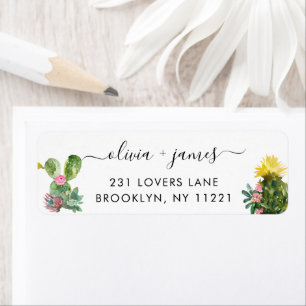 Cactus Succulent Cacti Desert Floral Waterverf Etiket