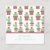 Cactus Succulent Cacti Pattern Garden Florist Vierkante Visitekaartje (Achterkant)