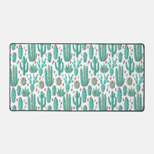 Cactus succulent coeur motif blanc vert (Recto)