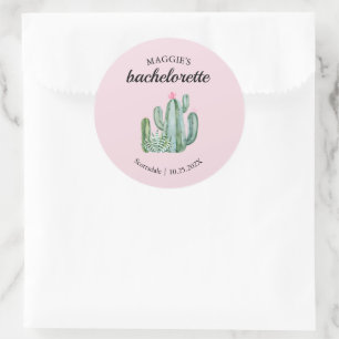 Cactus Succulent Desert Bachelorette Favor Ronde Sticker