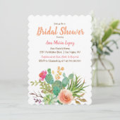 Cactus Succulent Floral Bridal Shower Invitation (Debout devant)