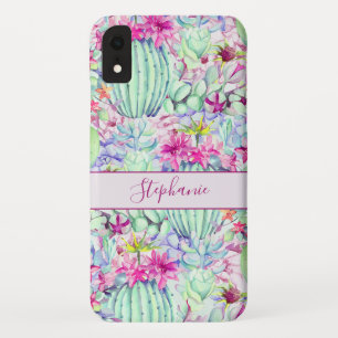 Cactus Succulent Floral Foliage gepersonaliseerd iPhone XR Hoesje