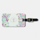 Cactus succulent geometrisch monogram bagagelabel (Voorkant horizontaal)