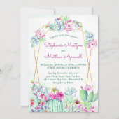 Cactus Succulent Geometrische Botanische Bruiloft Kaart (Voorkant)