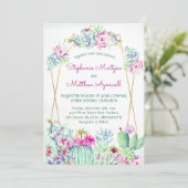 Cactus Succulent Geometrische Botanische Bruiloft Kaart (Staand voorkant)