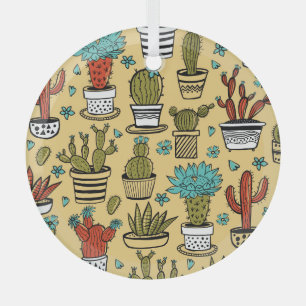 Cactus Succulent: Hand getrokken schets Glas Ornament