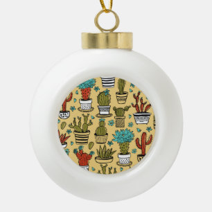 Cactus Succulent: Hand getrokken schets Keramische Bal Ornament
