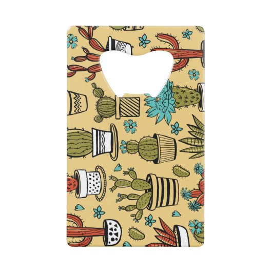 Cactus Succulent: Hand getrokken schets Kredietkaart Flessenopener (Voorkant)