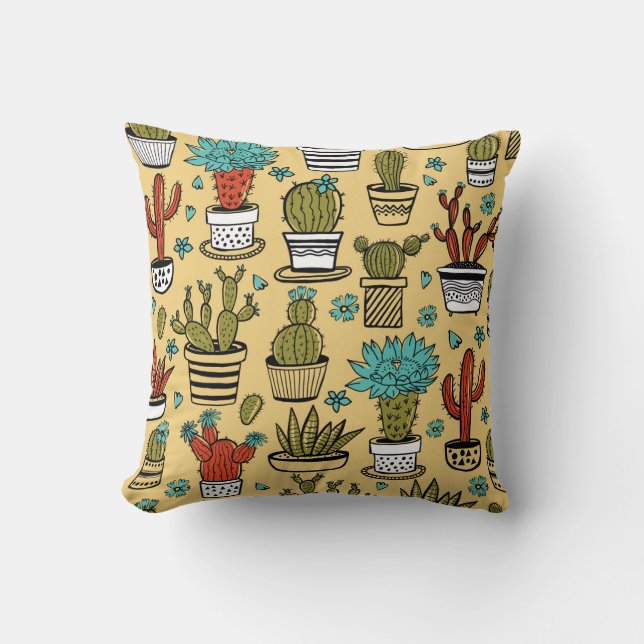 Cactus Succulent: Hand getrokken schets Kussen (Voorkant)