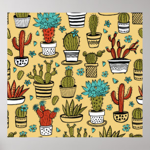 Cactus Succulent: Hand getrokken schets Poster